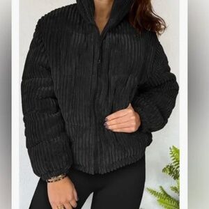 J.NNA Corduroy Puffer Jacket. Size Large. Black